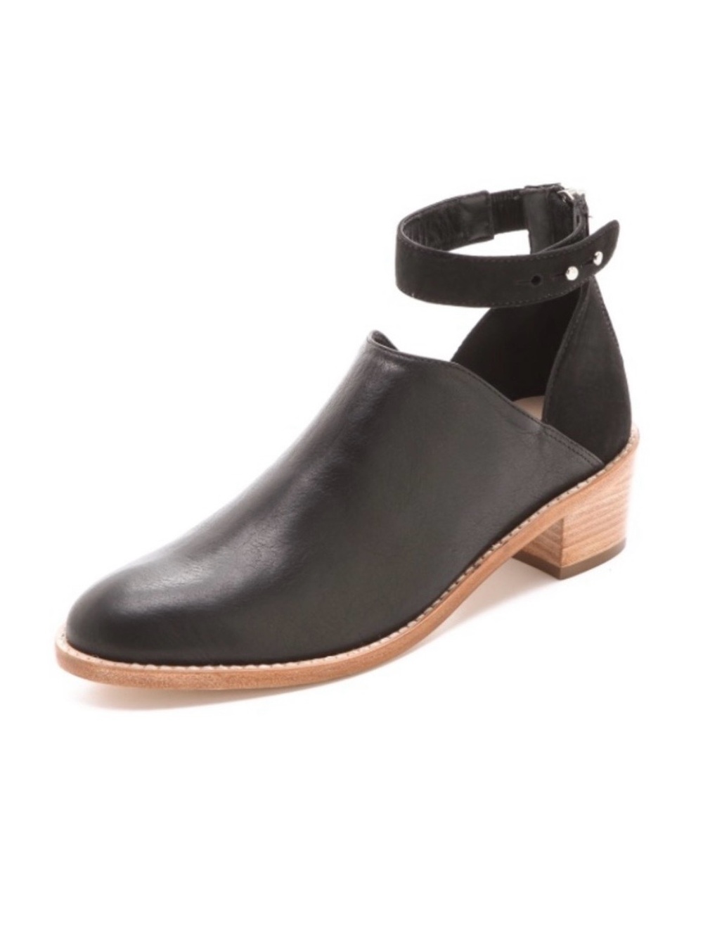 Loeffler Randall Franca Cutout Leather Ankle Booties Black Size 7.5